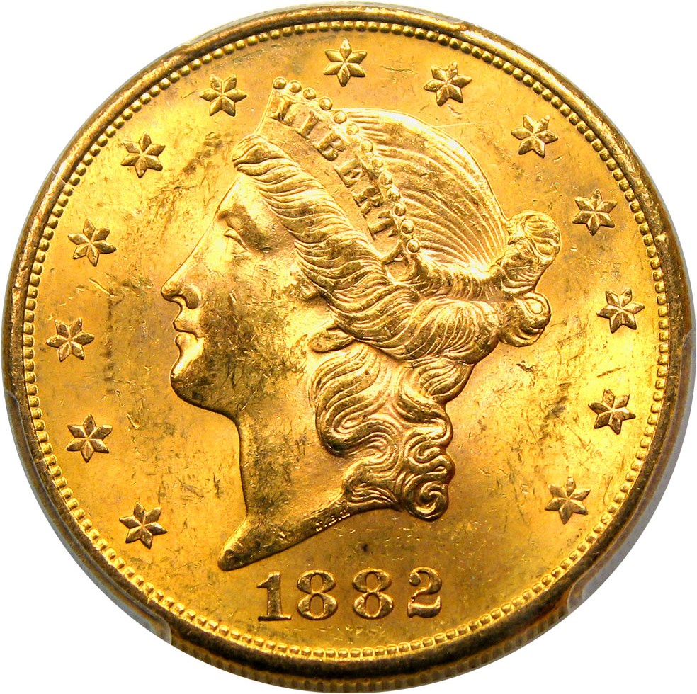 image for: 1882-S $20 PCGS/CAC MS62