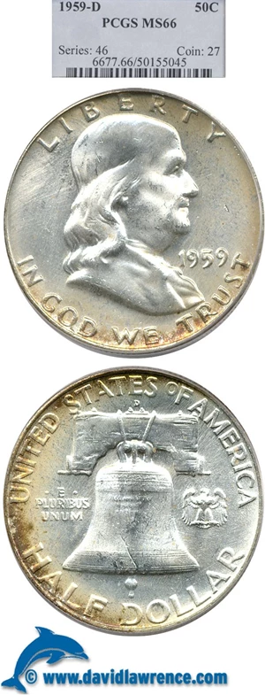 image for: 1959-D 50c PCGS MS66