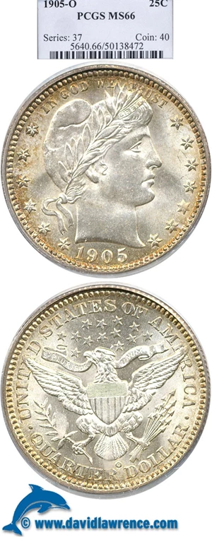 image for: 1905-O 25c PCGS MS66