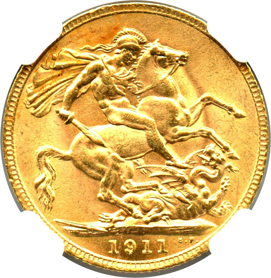 image for: Great Britain: 1911 Gold Sovereign NGC MS61 (KM-820)