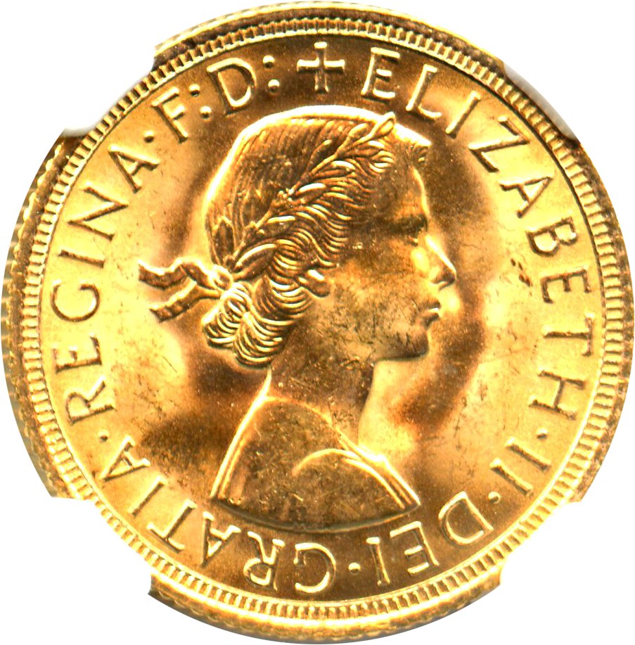 image for: Great Britain: 1962 Gold Sovereign NGC MS63 (KM-908)