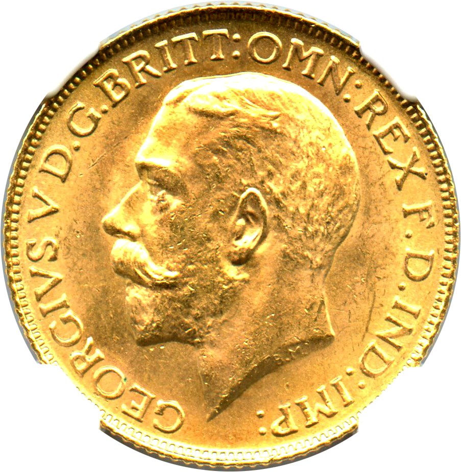 image for: Great Britain: 1925 Gold Sovereign NGC MS65 (KM-820)