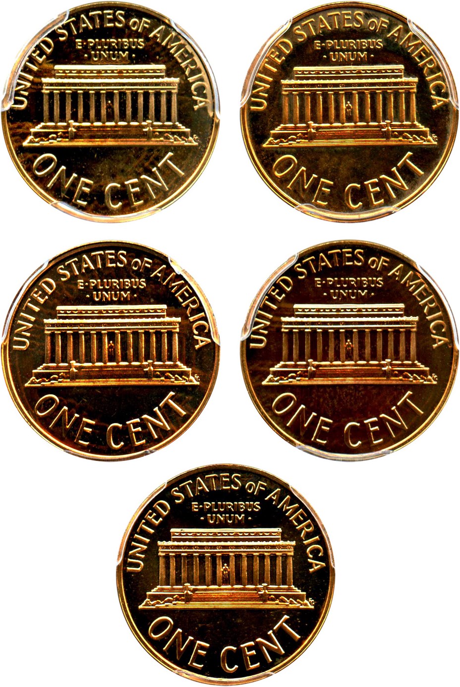 image for: Lot of 1960 1c PCGS Proof 66 RD (Large Date, 5 Coins)