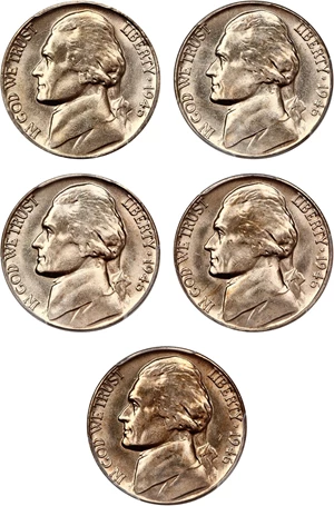 image for: Lot of 1946 5c PCGS MS65 (5 Coins)