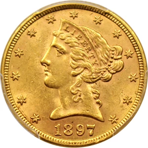 image for: 1897 $5 PCGS MS62