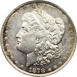 image for: Top 100 VAM: 1878 7TF $1 PCGS/CAC AU58 (Rev. of 1878, VAM-199.1, Triple Blossom)