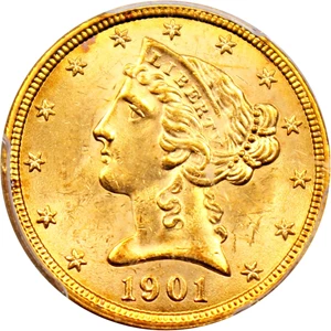 image for: 1901 $5 PCGS MS63
