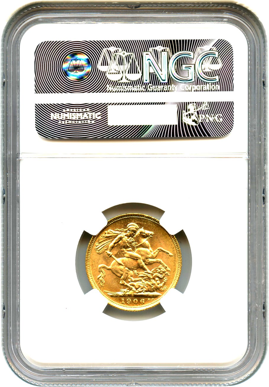 image for: Australia: 1906-S Gold Sovereign NGC MS62 (KM-15)