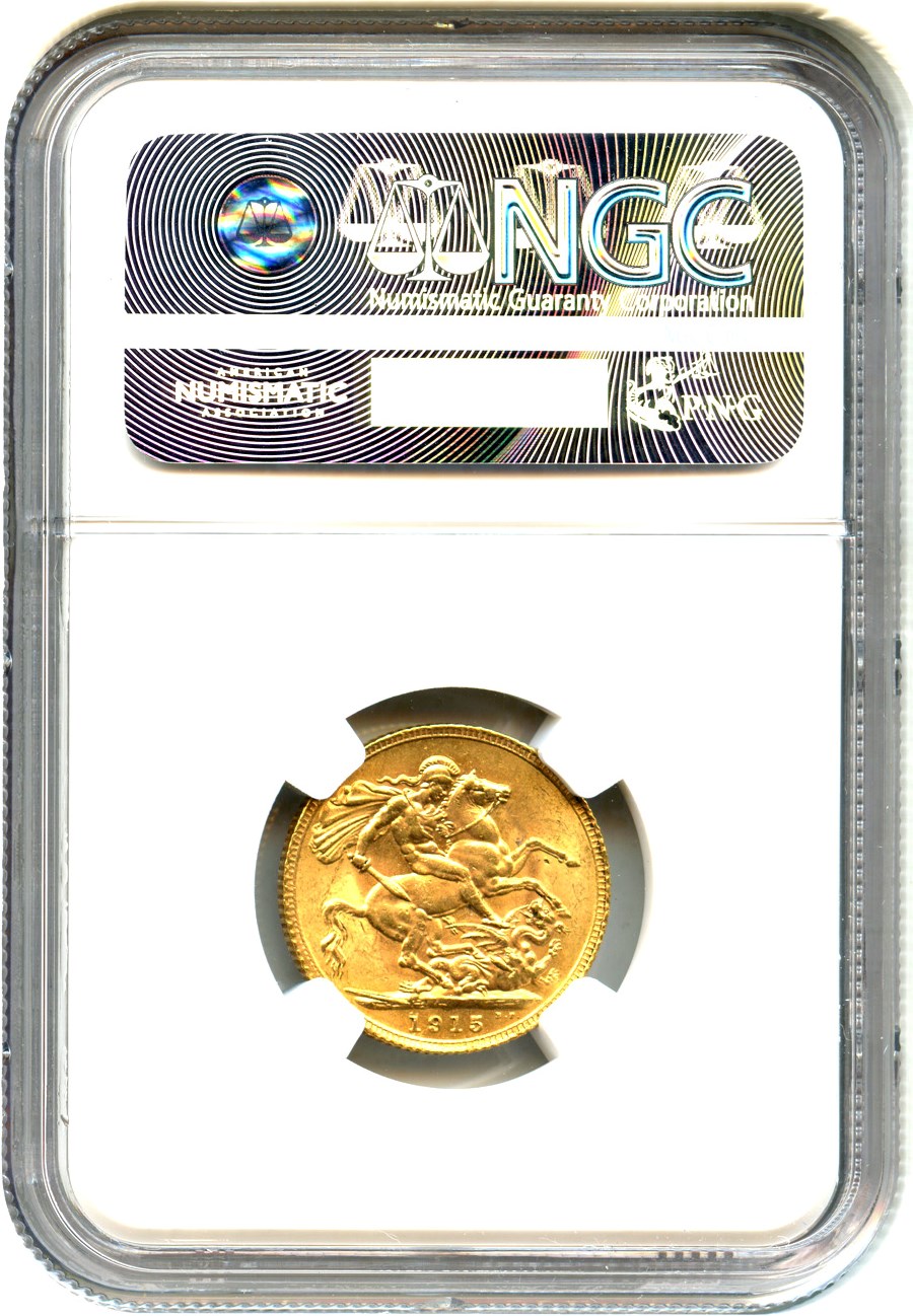 image for: Great Britain: 1915 Gold Sovereign NGC MS64 (KM-820)
