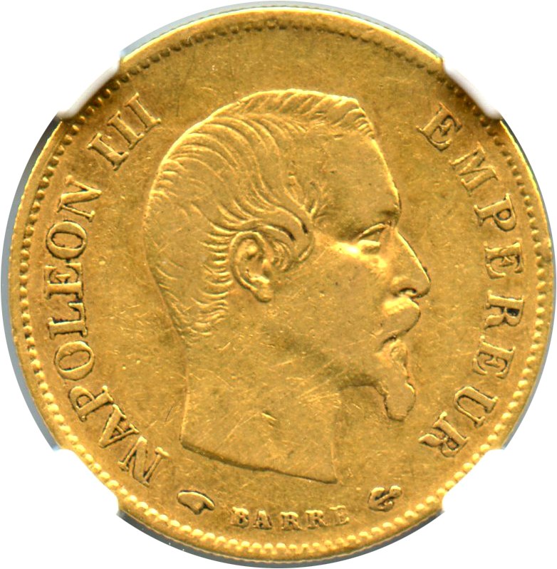image for: France: 1858-A Gold 10 Francs NGC XF45 (KM-784.3)
