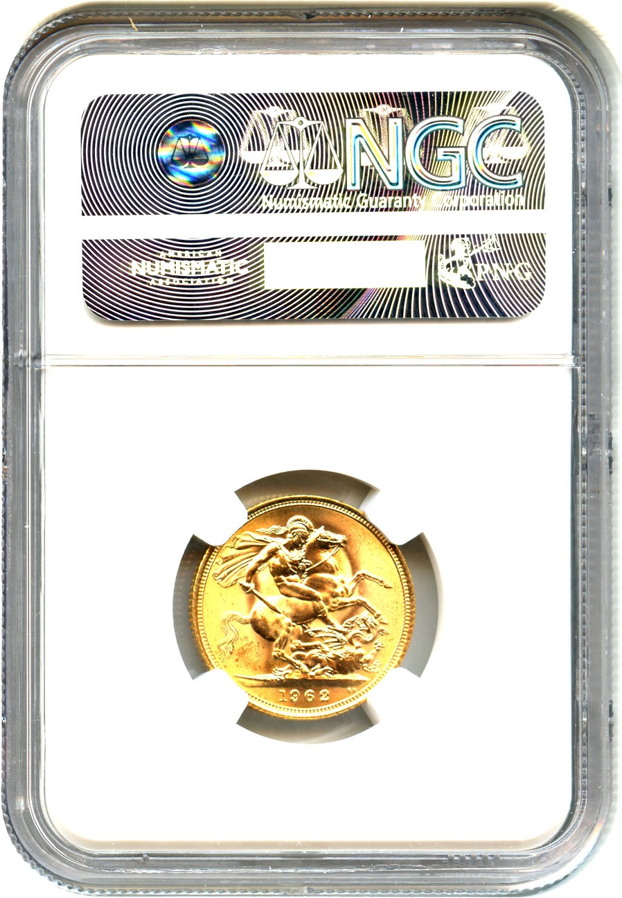 image for: Great Britain: 1962 Gold Sovereign NGC MS63 (KM-908)
