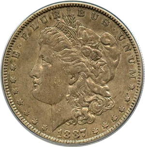 image for: Hot 50 VAM: 1887 $1 PCGS/CAC XF40 (VAM-1B, Partial E Rev)