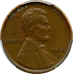 image for: 1914-S 1c PCGS AU50