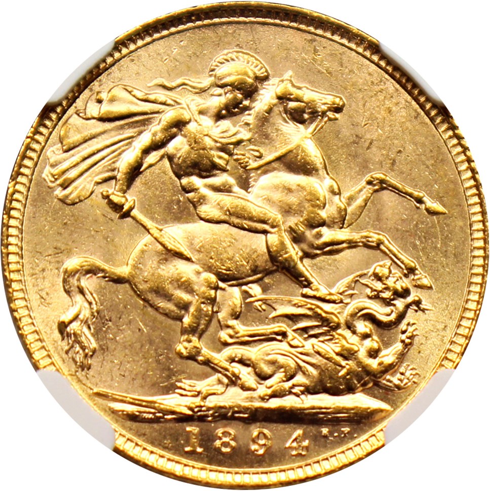 image for: Great Britain: 1894 Gold Sovereign NGC MS62 (KM-785)