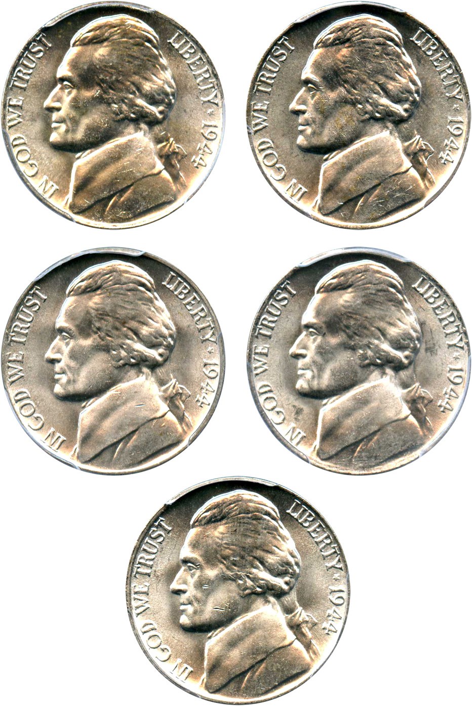 image for:  Lot of 1944-P 5c PCGS MS65 (5 Coins)