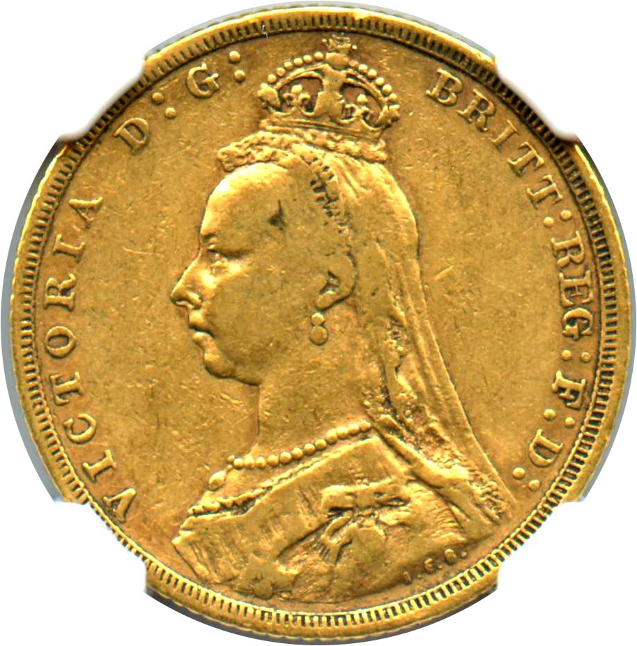 image for: Australia: 1889-M Jubilee Head Gold Sovereign NGC VF30 KM-10)