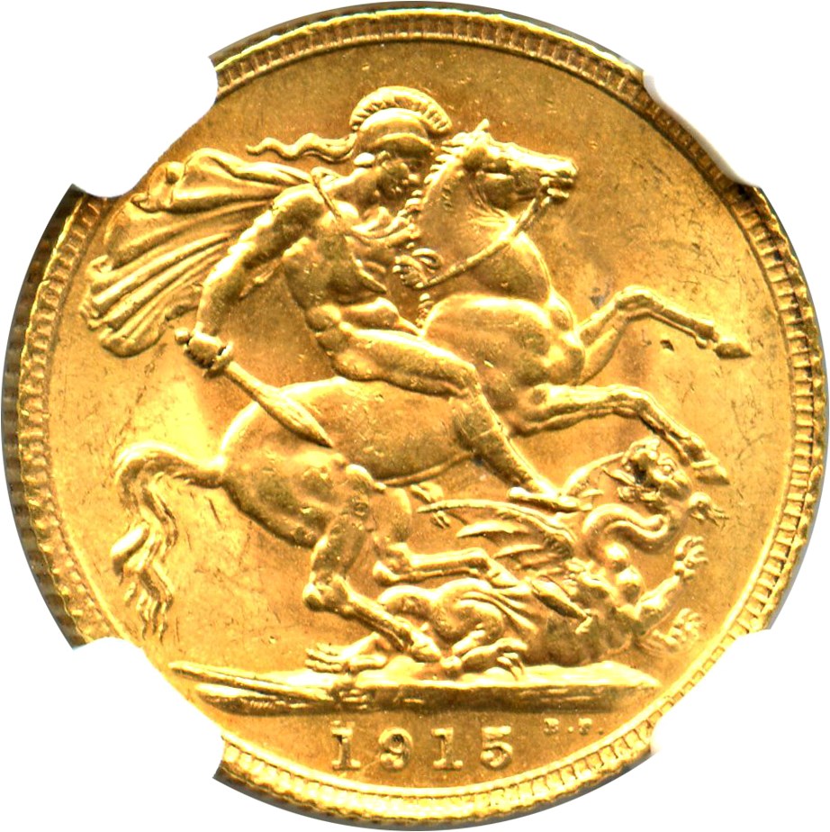 image for: Great Britain: 1915 Gold Sovereign NGC MS64 (KM-820)