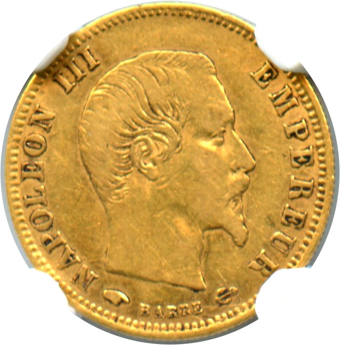 image for: France: 1856-A Gold 5 Francs NGC XF40 (KM-787.1)