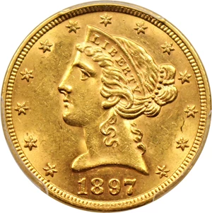 image for: 1897 $5 PCGS MS61