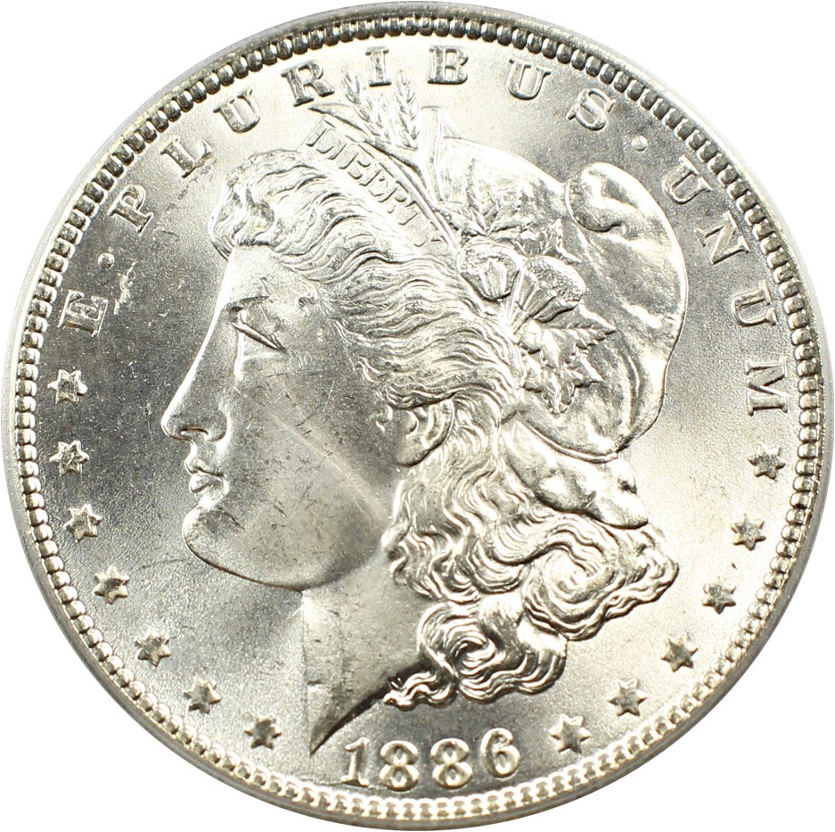 image for: Top 100 VAM: 1886 $1 PCGS/CAC MS65 (VAM-1A, Line in 6)