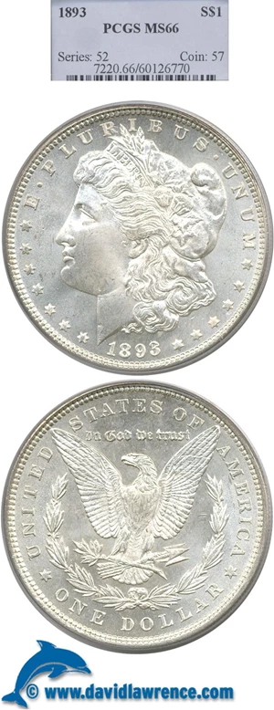 image for: 1893 $1 PCGS MS66