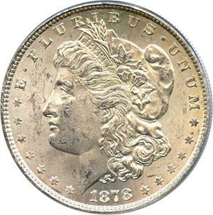 image for: 1878 8TF $1 PCGS MS62 (VAM-14.1, Alligator Eye)