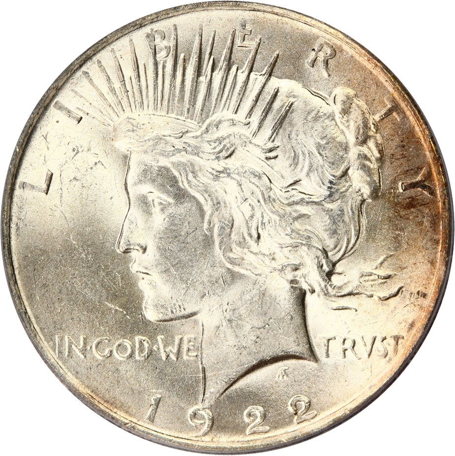 image for: Top 50 VAM: 1922 $1 PCGS MS63 (VAM-7, Doubled Wing)