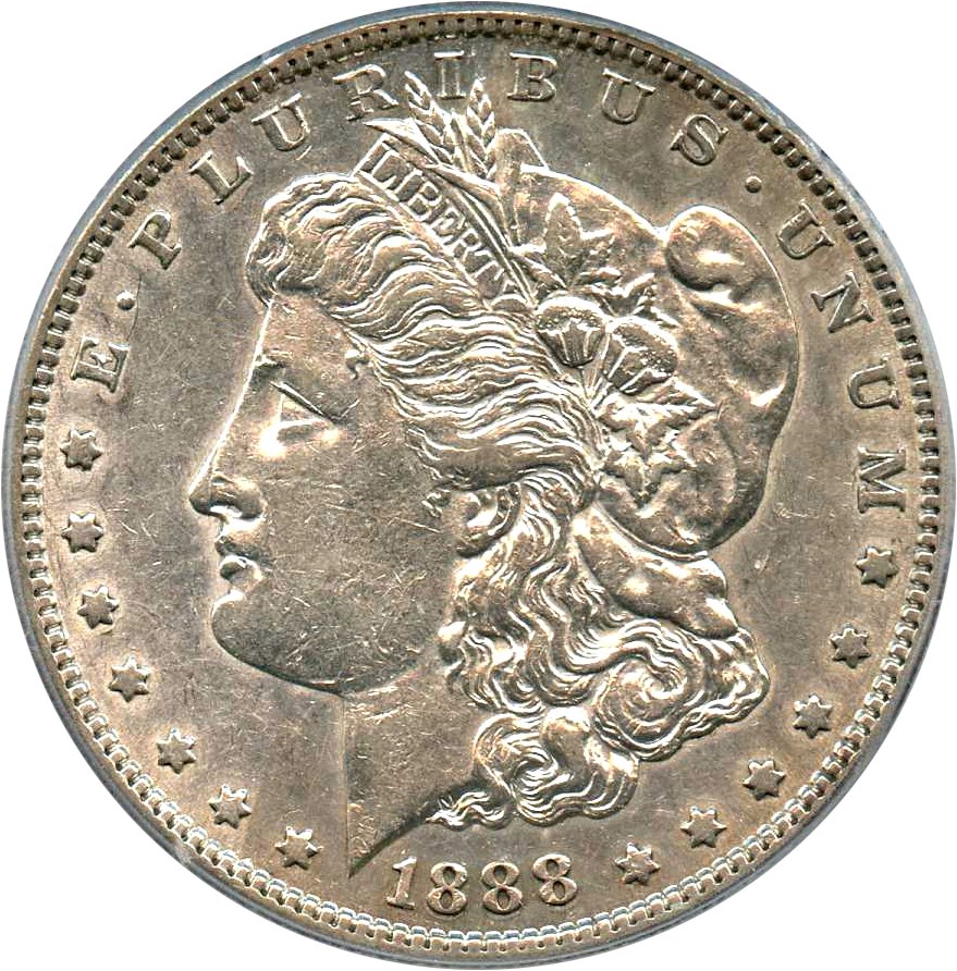 image for: Hot 50 VAM: 1888-S $1 PCGS AU53 (VAM-1B, Pitted Reverse)