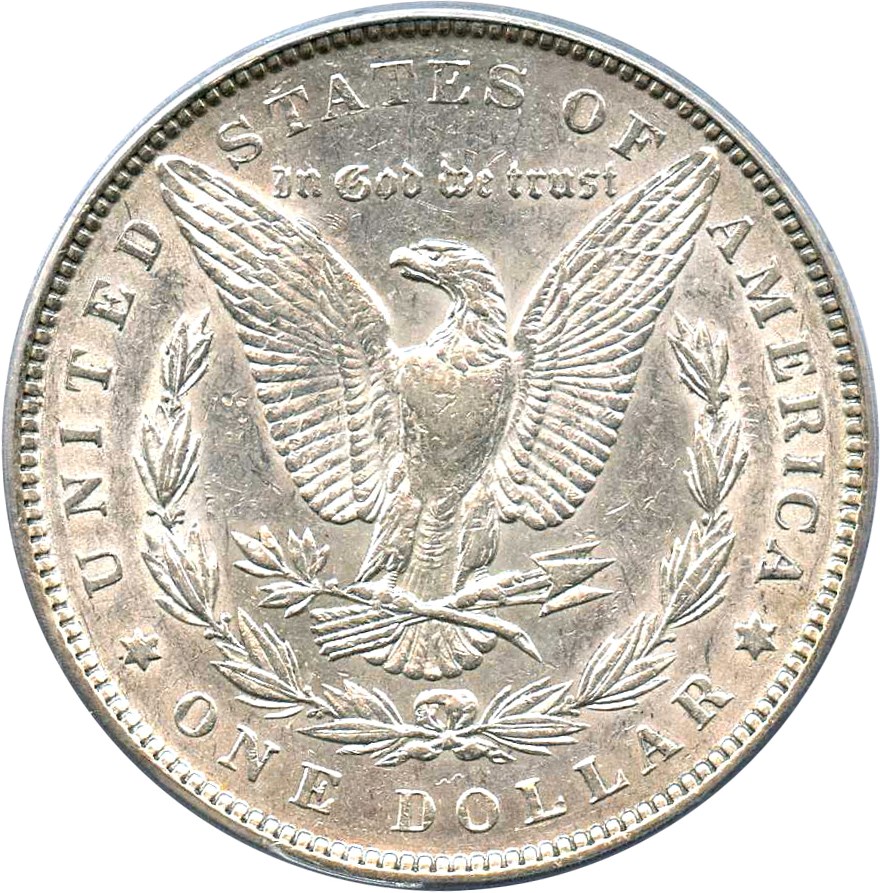 image for: Top 100 VAM: 1889 $1 PCGS AU53 (VAM-19A, Bar Wing)