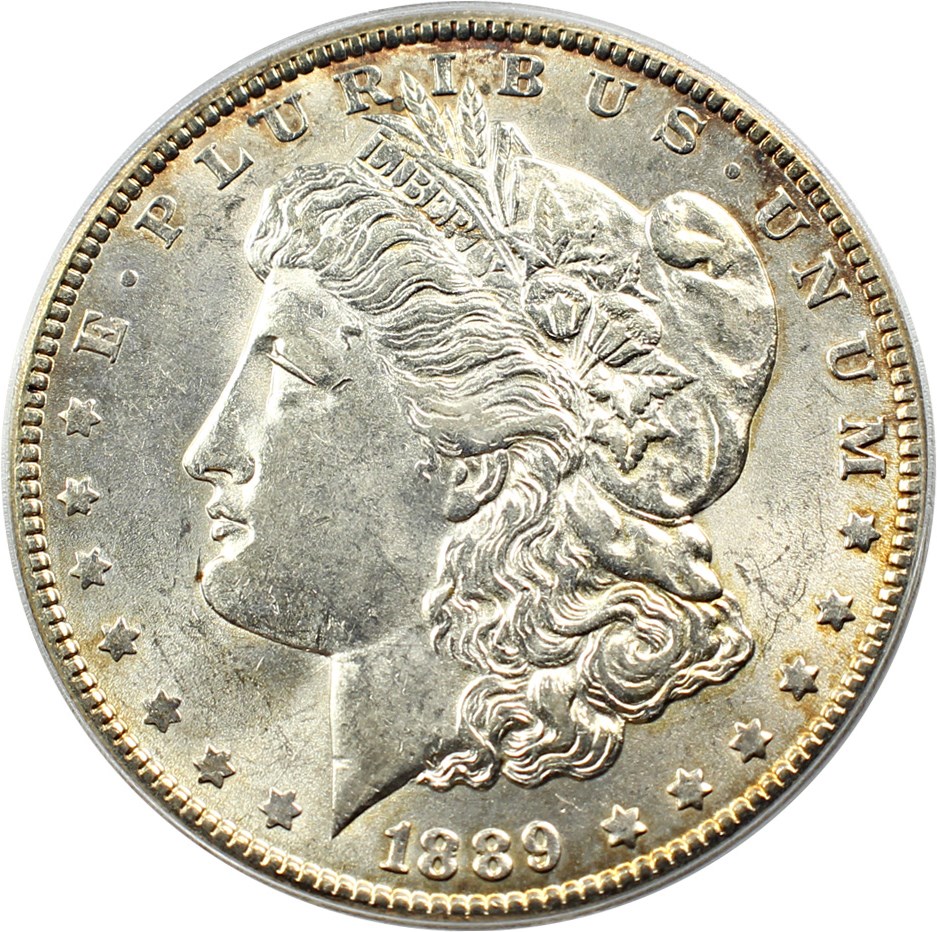 image for: Hot 50 VAM: 1889 $1 PCGS AU58 (VAM-16, Doubled Ear)