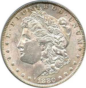 image for: Hot 50 VAM: 1880 $1 PCGS AU55 (VAM-11, Checkmark)