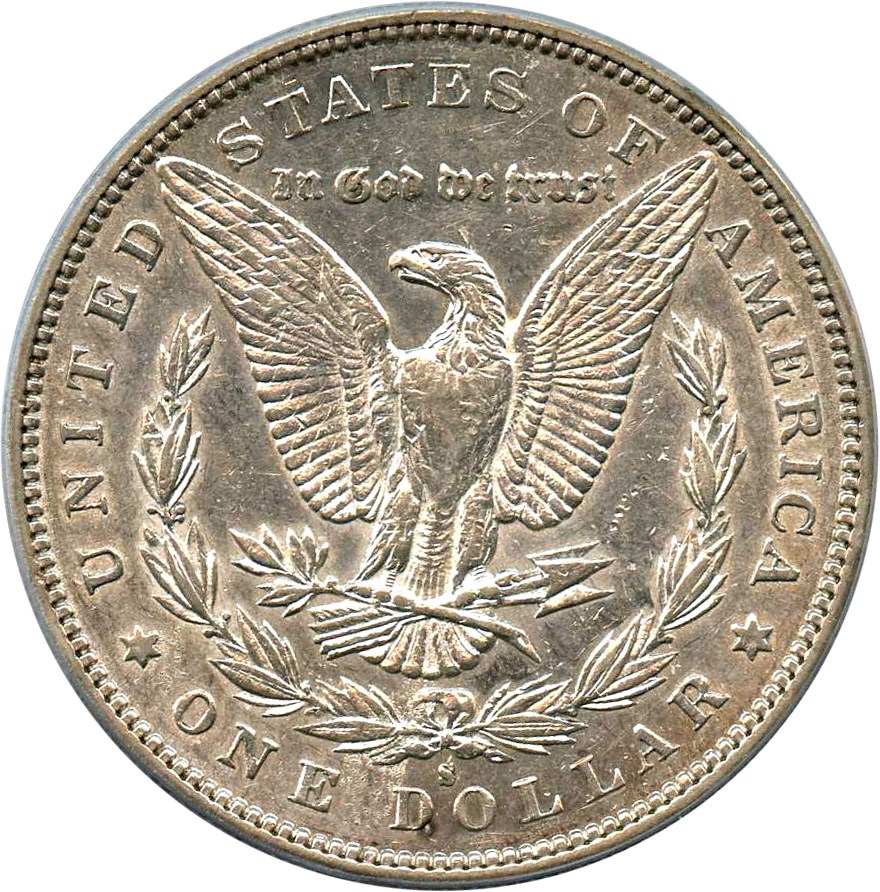 image for: Hot 50 VAM: 1888-S $1 PCGS AU53 (VAM-1B, Pitted Reverse)