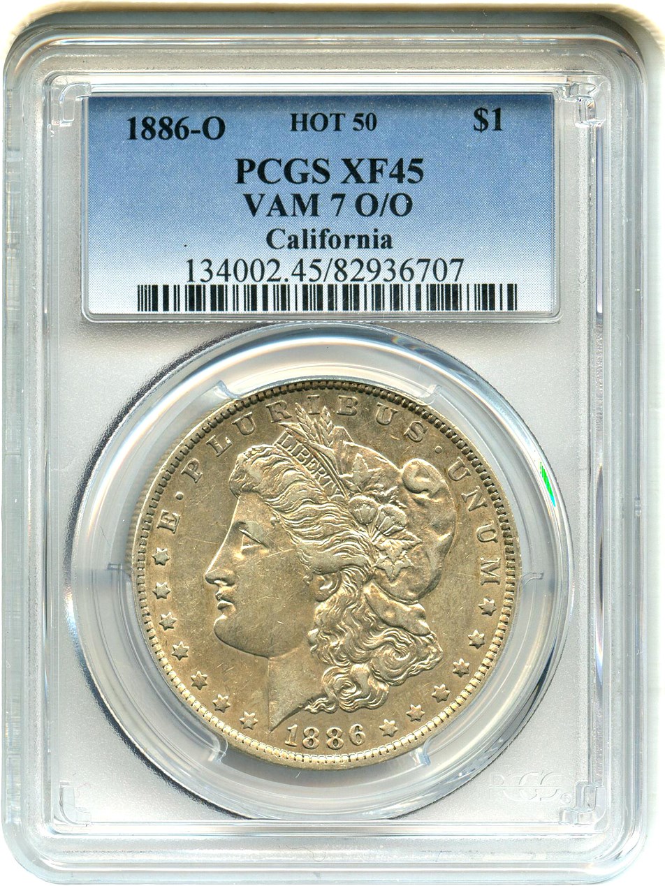image for: Hot 50 VAM: 1886-O $1 PCGS XF45 (VAM-7, O/O)