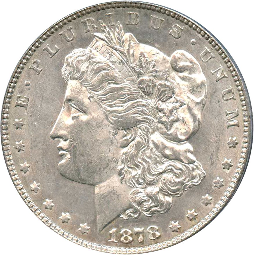 image for: Top 100 VAM: 1878 7TF $1 PCGS AU58 (Reverse of 1878, VAM-70, Doubled RIB)