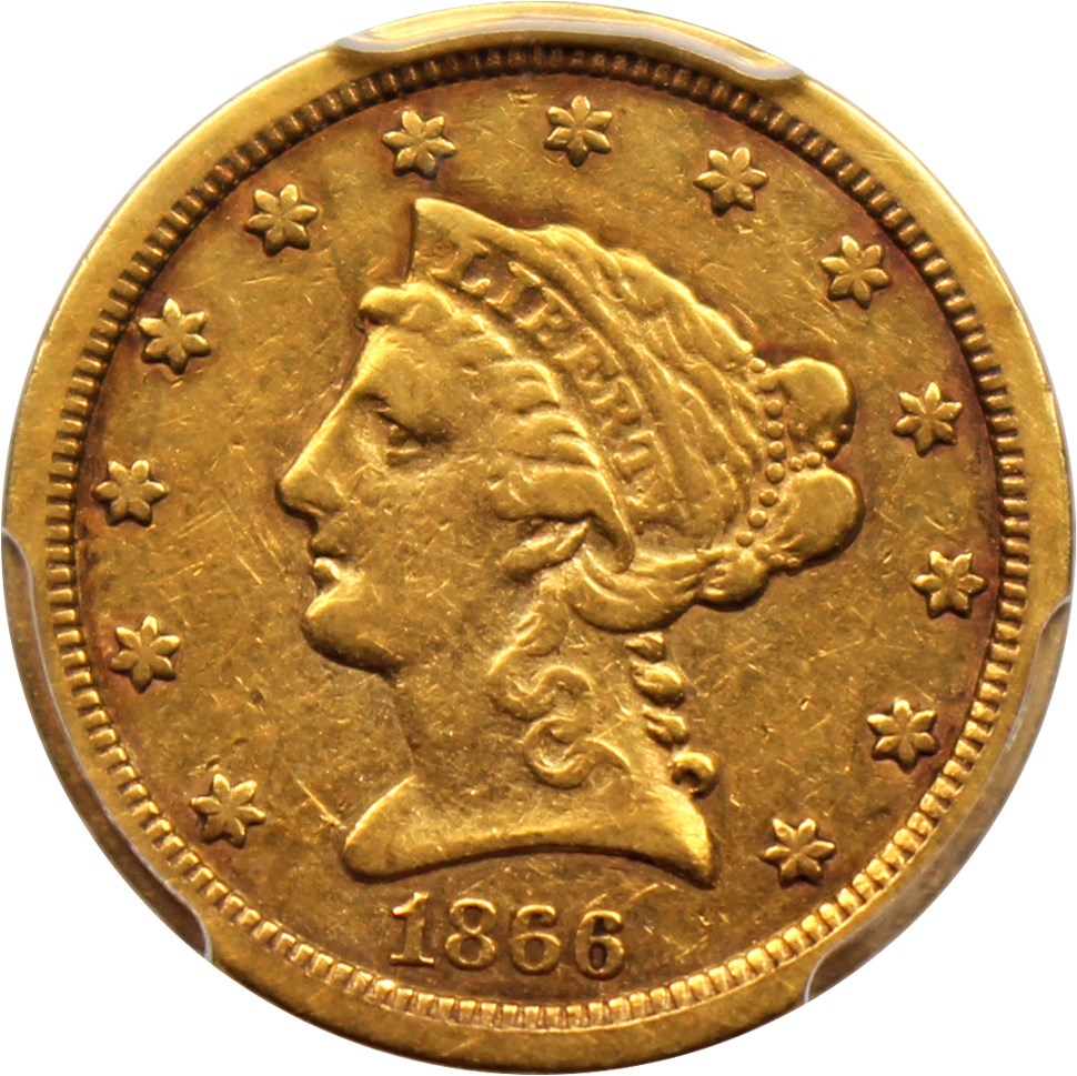 image for: 1866-S $2 1/2 PCGS XF40