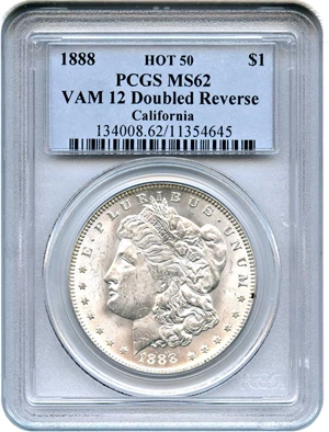 image for: Hot 50 VAM: 1888 $1 PCGS MS62 (VAM-12, Doubled Reverse)