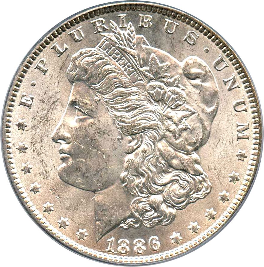 image for: Top 100 VAM: 1886 $1 PCGS MS61 (VAM-1A, Line in 6)