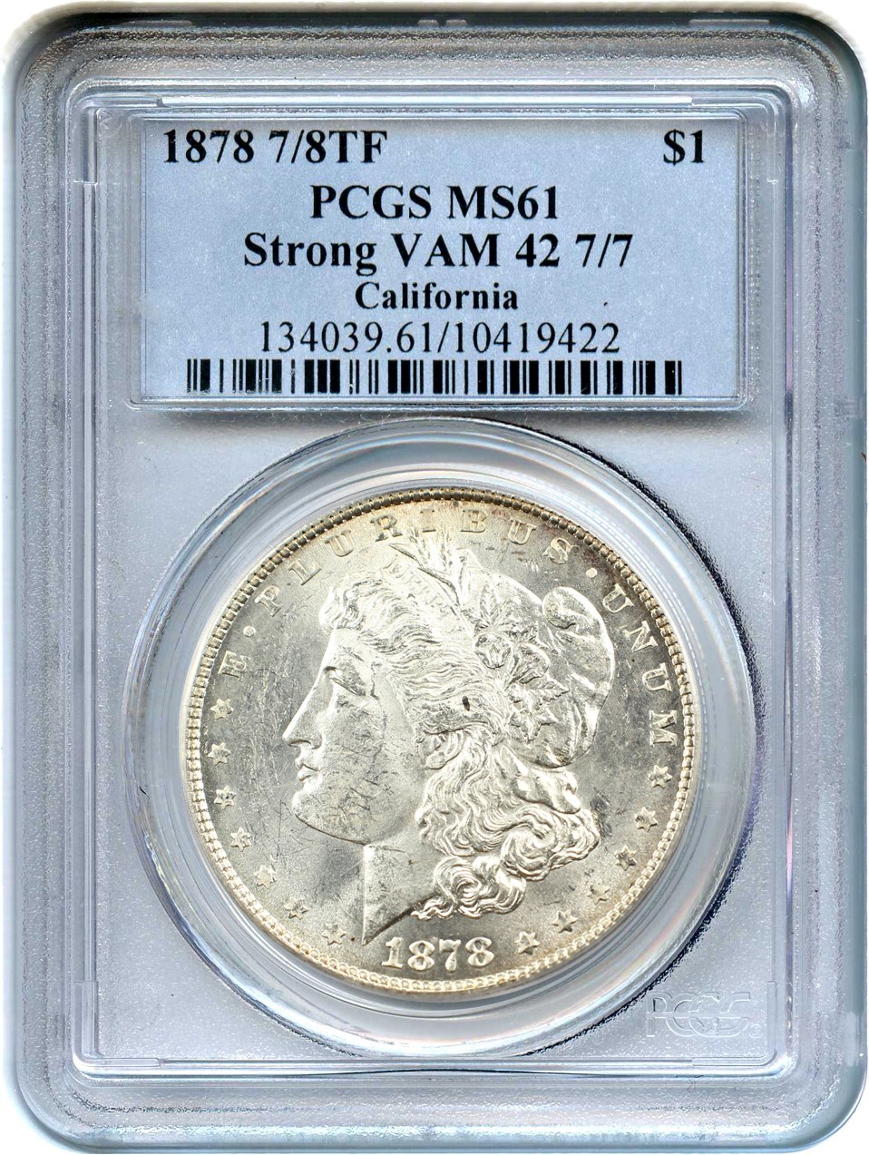 image for: 1878 7/8TF $1 PCGS MS61 (Strong, VAM-42, 7/7)
