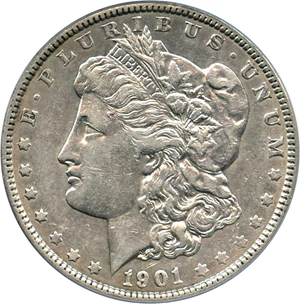 image for: Hot 50 VAM: 1901 $1 PCGS XF40 (VAM-5, Doubled Ear)