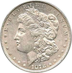 image for: Top 100 VAM: 1878 7TF $1 PCGS AU55 (Reverse of 1878, VAM-115, Tripled Blossom)