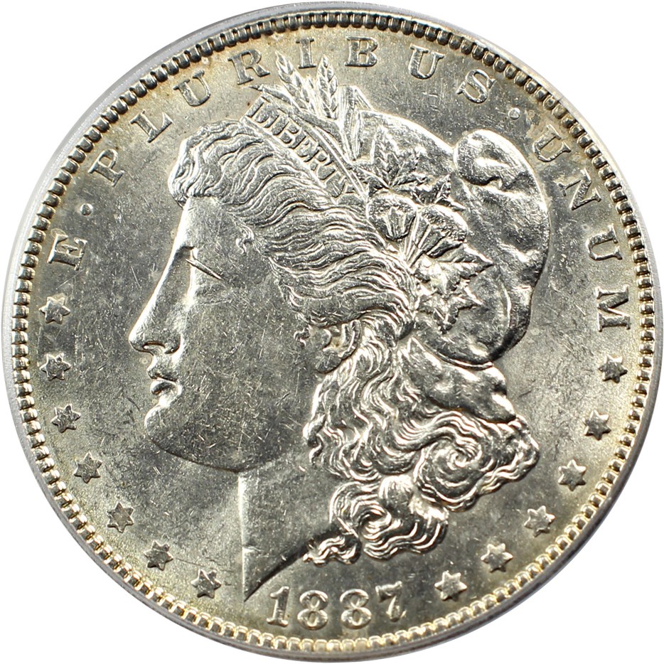 image for: Top 100 VAM: 1887 $1 PCGS AU58 (VAM-2, 7/6)
