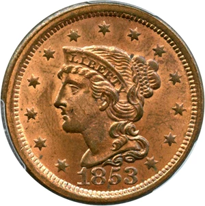image for: 1853 1c PCGS MS65 RB