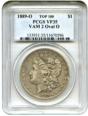 image for: Top 100 VAM: 1889-O $1 PCGS VF35 (VAM-2, Oval O)