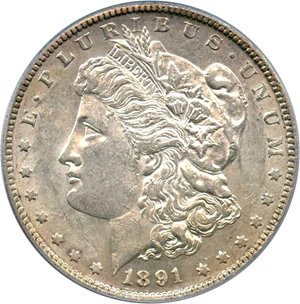 image for: Top 100 VAM: 1891-S $1 PCGS AU55 (VAM-3, Doubled Stars)