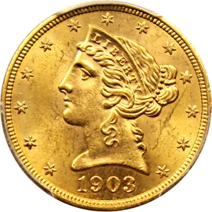 image for: 1903-S $5 PCGS UNC Details (Planchet Flaw)