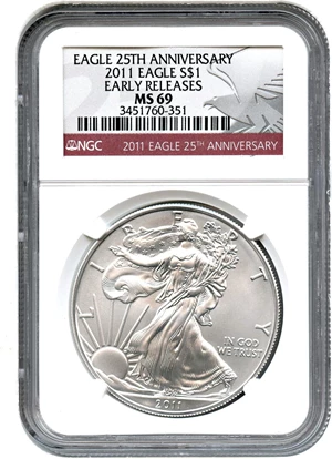 image for: 2011 25th Anniversary Silver Eagle $1 NGC MS69 (Early Releases)
