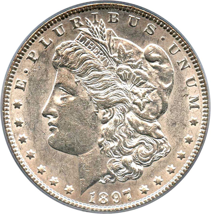 image for: Hot 50 VAM: 1897 $1 PCGS AU53 (VAM-8, Doubled Stars)