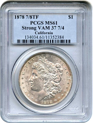 image for: 1878 7/8TF $1 PCGS MS61 (Strong, VAM-37, 7/4)
