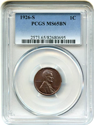 image for: 1926-S 1c PCGS MS65 BN