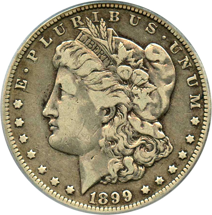 image for: Top 100 VAM: 1899-O $1 PCGS VF20 (VAM-5 Micro O, Wing Lines)